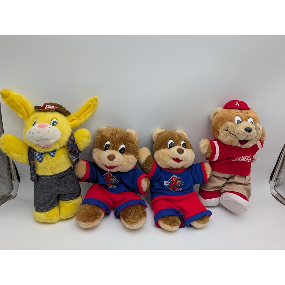 Shoneys Plush Mascot Lot Shoney Bear Bunny Restaurant Advertising Vintage